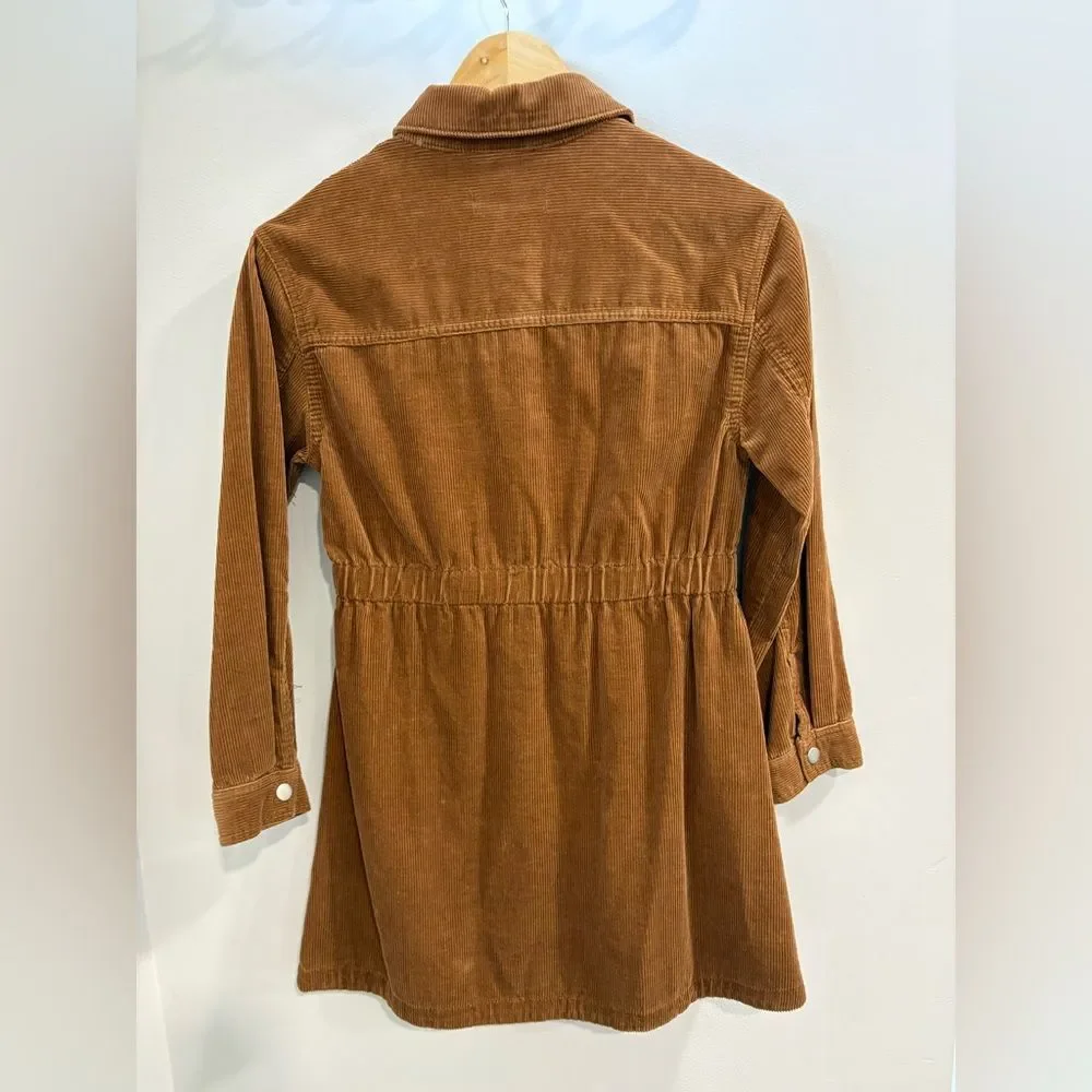Zara Girls Corduroy Snap Button-Front Dress Jacket in Camel Brown